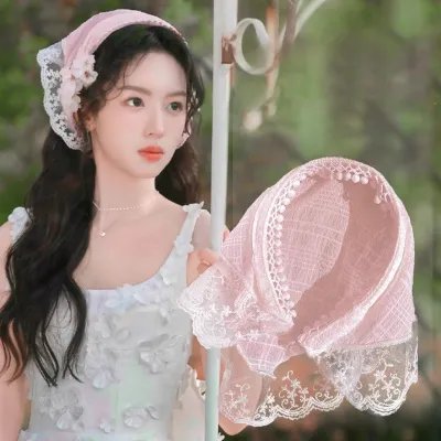 Vintage Korean Lace Triangular Headband Scarf